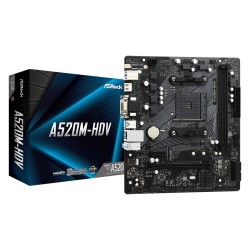 PLACA de BAZA Asrock "A520M-HDV", skt AM4, mATX, AMD A520, 2 x DDR4, max. 64 GB, 4 x SATA, 1 x M.2, 7.1, "A520M-HDV"