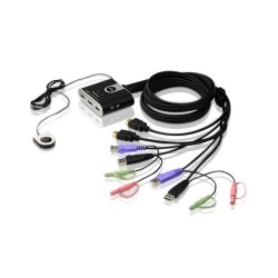 SWITCH KVM ATEN control 2 PC la 1 KVM, conector tip USB (M) x 2 | HDMI (M) | 3.5 mm Jack (M) x 2, "CS692-AT" (timbru verde 0.8 l
