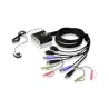 SWITCH KVM ATEN control 2 PC la 1 KVM, conector tip USB (M) x 2 | HDMI (M) | 3.5 mm Jack (M) x 2, "CS692-AT" (timbru verde 0.8 l