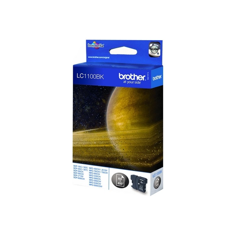 Cartus Cerneala Original Brother Black, LC1100BK, pentru DCP-385|395|585|6690|J715|MFC-490|5490|5895|6490|6890|790, 450, (timbru