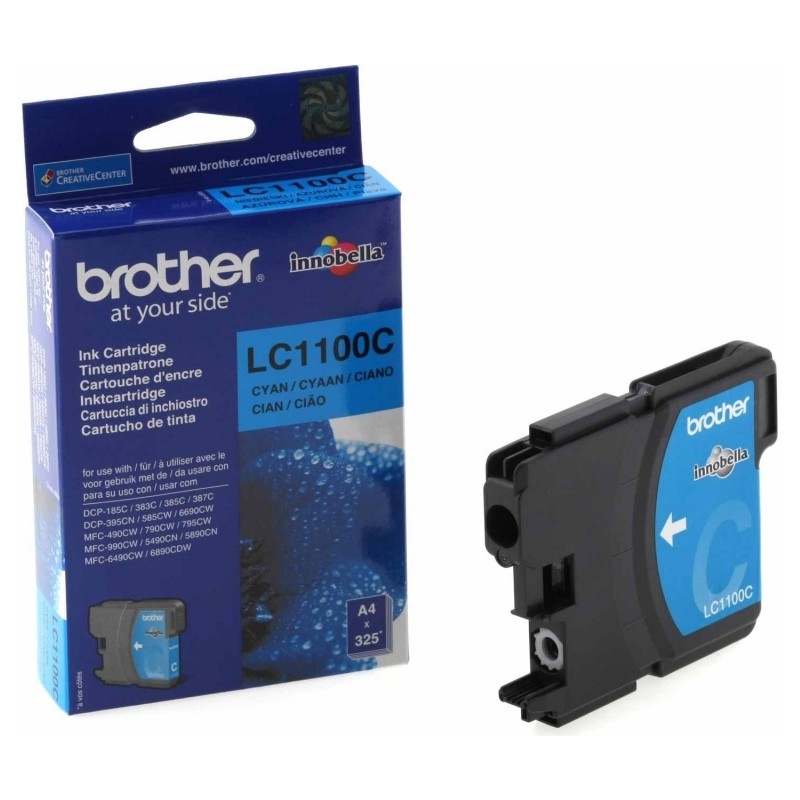 Cartus Cerneala Original Brother Cyan, LC1100C, pentru DCP-385|395|585|6690|J715|MFC-490|5490|5895|6490|6890|790, 325, (timbru v