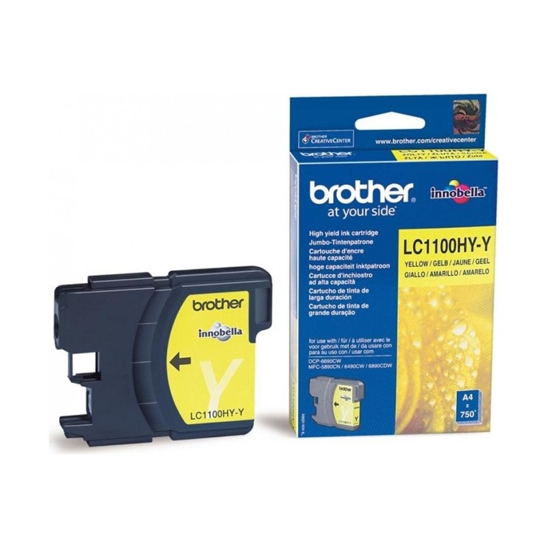 Cartus Cerneala Original Brother Yellow, LC1100HYY, pentru DCP-6690|MFC-5895|MFC-6490|MFC-6890, 750, (timbru verde 0.15 lei), "L
