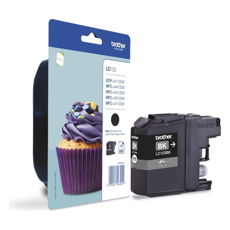 Cartus Cerneala Original Brother Black, LC123BK, pentru DCP-J4110| MFC-J4410|J4510|J4610|J4710|J6520|J6920, 600, (timbru verde 0