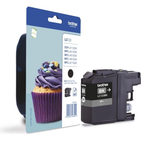Cartus Cerneala Original Brother Black, LC123BK, pentru DCP-J4110| MFC-J4410|J4510|J4610|J4710|J6520|J6920, 600, (timbru verde 0