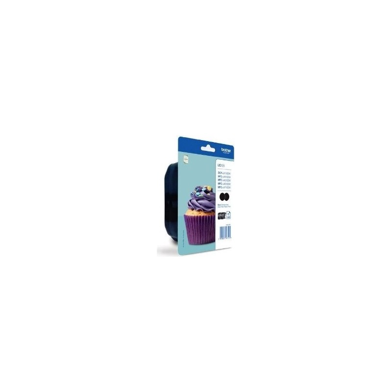 Dual-Pack  Original Brother Black, LC123BKBP2, pentru DCP-J4110| MFC-J4410|J4510|J4610|J4710|J6520|J6920, 2x600, (timbru verde 0