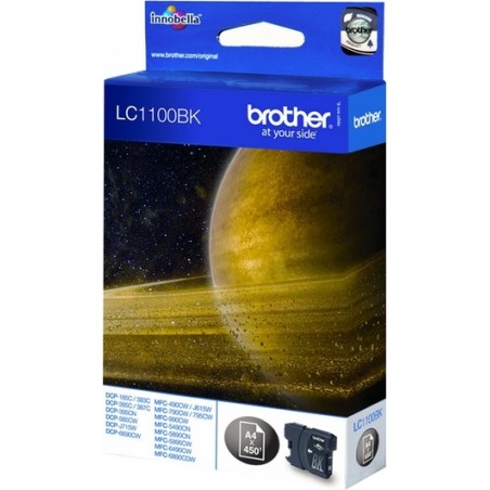 Cartus Cerneala Original Brother Black, LC1100BK, pentru DCP-385|395|585|6690|J715|MFC-490|5490|5895|6490|6890|790, 450, (timbru