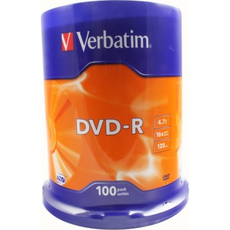 DVD-R VERBATIM  4.7GB, 120min, viteza 16x, 100 buc, Single Layer, spindle, "Matt Silver" "43549"