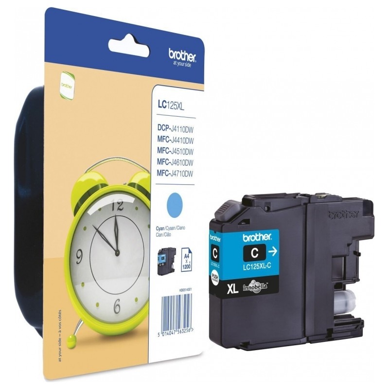 Cartus Cerneala Original Brother Cyan, LC125XLC, pentru DCP-J4110|MFC-J4410|J4510|J4610|J4710|J6520|J692, 1.2K, (timbru verde 0.