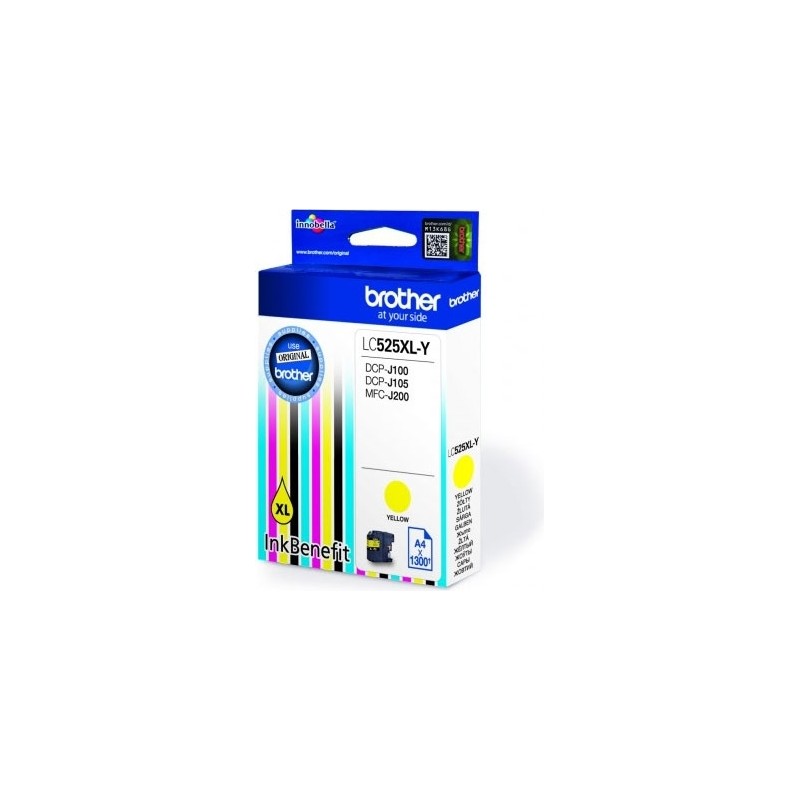 Cartus Cerneala Original Brother Yellow, LC525XLY, pentru DCP-J100|J105|MFC-J200, 1.3K, (timbru verde 0.15 lei), "LC525XLY"