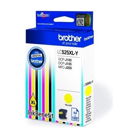 Cartus Cerneala Original Brother Yellow, LC525XLY, pentru DCP-J100|J105|MFC-J200, 1.3K, (timbru verde 0.15 lei), "LC525XLY"