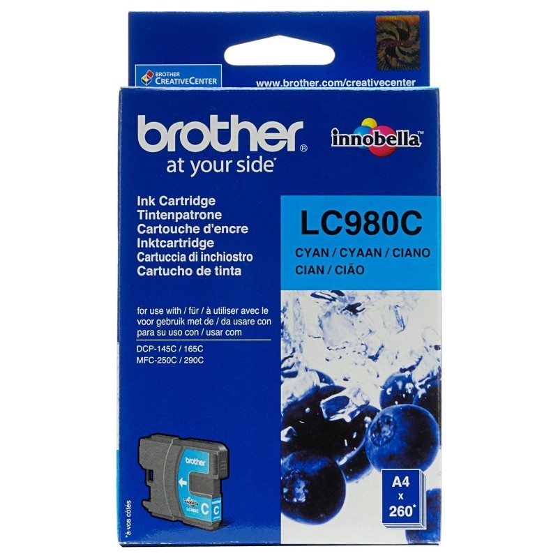 Cartus Cerneala Original Brother Cyan, LC980C, pentru DCP-145C|165C|195C|365C|375C|MFC-250C|290C|295CN, 295,, (timbru verde 0.15