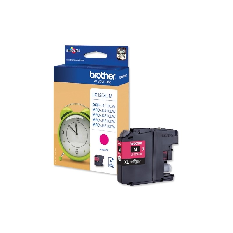 Cartus Cerneala Original Brother Magenta, LC125XLM, pentru DCP-J4110|MFC-J4410|J4510|J4610|J4710|J6520|J6920, 1.2K, (timbru verd