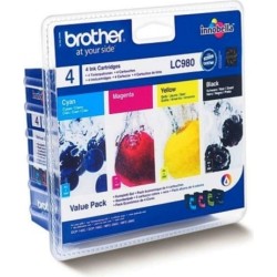 Cartus Cerneala Original Brother CMYK, LC980VALBP, pentru DCP-145C|165C|195C|365C|375C|MFC-250C|290C|295CN, 1x 300,3x295, (timbr
