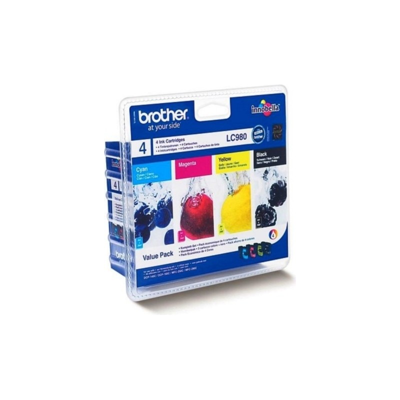 Cartus Cerneala Original Brother CMYK, LC980VALBP, pentru DCP-145C|165C|195C|365C|375C|MFC-250C|290C|295CN, 1x 300,3x295, (timbr
