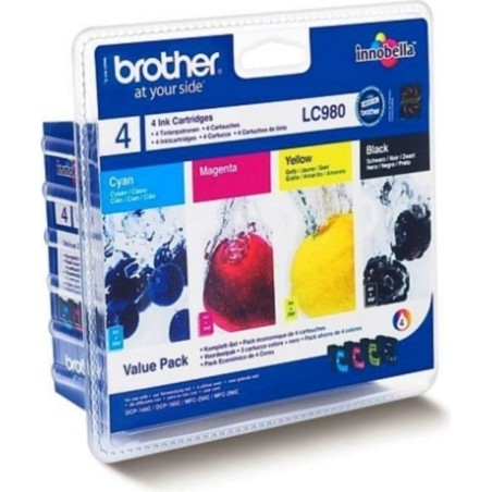 Cartus Cerneala Original Brother CMYK, LC980VALBP, pentru DCP-145C|165C|195C|365C|375C|MFC-250C|290C|295CN, 1x 300,3x295, (timbr