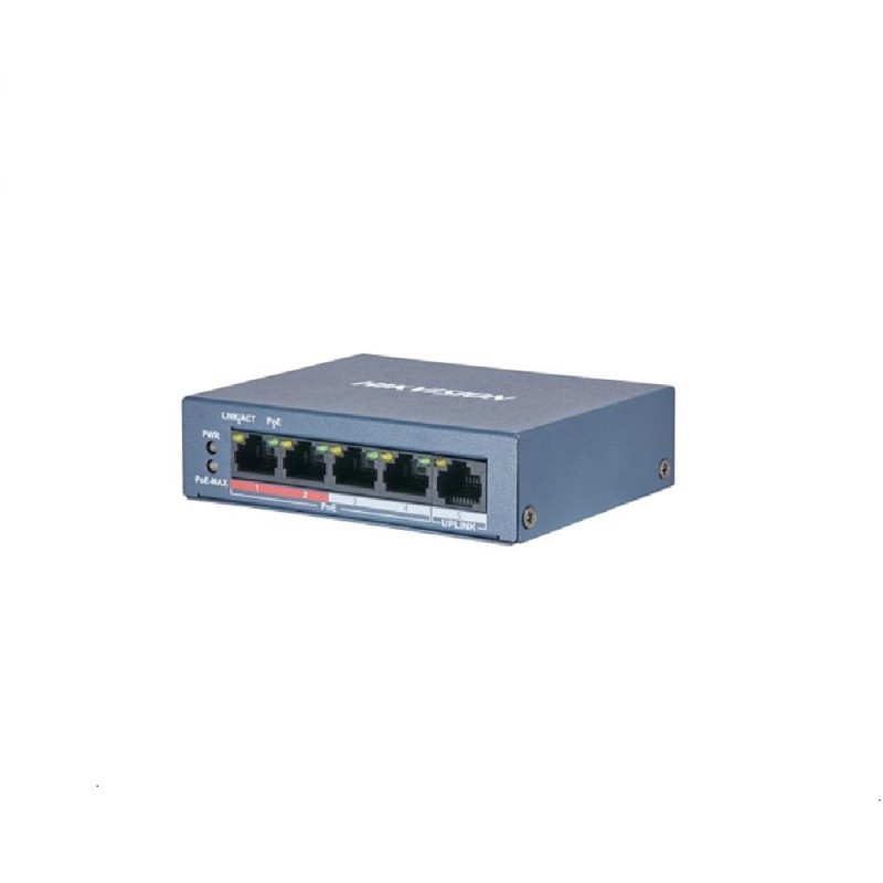 SWITCH PoE HIKVISION, port 10/100 x 5, SFP nu, carcasa metalica, "DS-3E0105P-E/M(B)" (timbru verde 2 lei)
