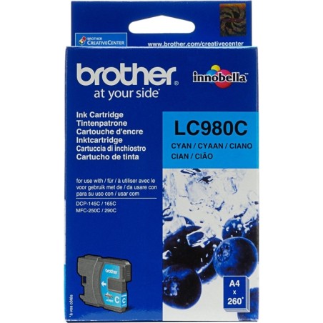 Cartus Cerneala Original Brother Cyan, LC980C, pentru DCP-145C|165C|195C|365C|375C|MFC-250C|290C|295CN, 295,, (timbru verde 0.15