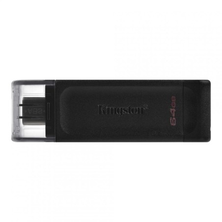 MEMORIE USB Type-C KINGSTON 64 GB, cu capac, carcasa plastic, negru, "DT70/64GB" (timbru verde 0.03 lei)