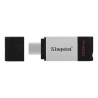MEMORIE USB Type-C KINGSTON 128 GB, cu capac, carcasa metalic &amp; plastic, negru / argintiu, "DT80/128GB" (timbru verde 0.03 l