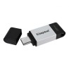 MEMORIE USB Type-C KINGSTON 32 GB, cu capac, carcasa metalic &amp; plastic, negru / argintiu, "DT80/32GB" (timbru verde 0.03 lei