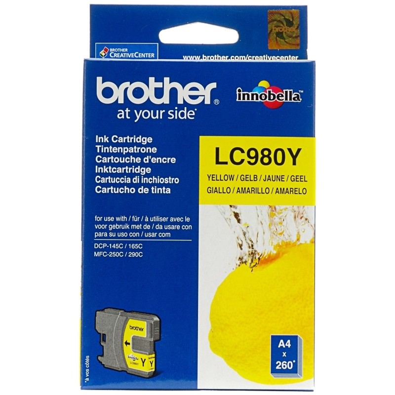 Cartus Cerneala Original Brother Yellow, LC980Y, pentru DCP-145C|165C|195C|365C|375C|MFC-250C|290C|295CN, 295,, (timbru verde 0.