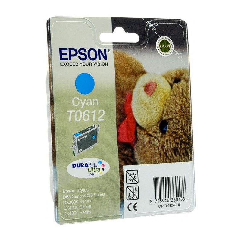 Cartus Cerneala Original Epson Cyan, T0612, pentru D88|D68PE|DX4800|DX4850|DX4200|DX4250|DX3800|DX3851,  , (timbru verde 0.15 le