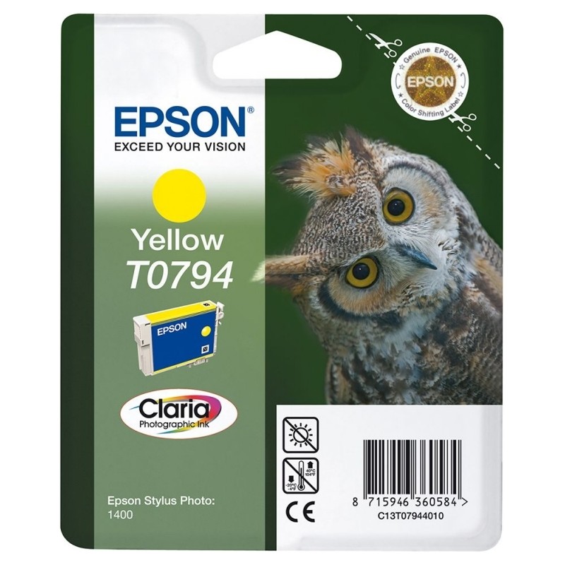 Cartus Cerneala Original Epson Yellow, T0794, pentru Stylus Photo 1400, , (timbru verde 0.15 lei),  "C13T07944010"