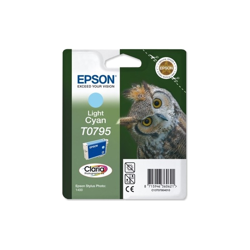 Cartus Cerneala Original Epson Cyan, T0795, pentru Stylus Photo 1400, , (timbru verde 0.15 lei),  "C13T07954010"
