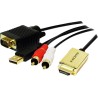 CABLU video LOGILINK, splitter HDMI (T) la VGA (T) + 2 x RCA (T) + USB 2.0, 2m, rezolutie maxima 720p, negru, "CV0052A" (timbru 