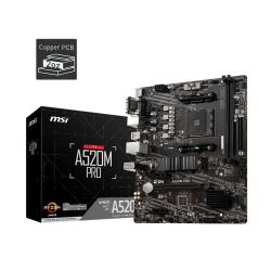 PLACA de BAZA MSI "A520M PRO", skt AM4, mATX, AMD A520, 2 x DDR4, max. 64 GB, 4 x SATA, 1 x M.2, 7.1, "A520M PRO"