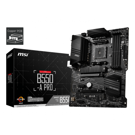 PLACA de BAZA MSI "B550-A PRO", skt AM4, ATX, AMD B550, 4 x DDR4, max. 128 GB, 6 x SATA, 2 x M.2, 7.1, "B550-A PRO"