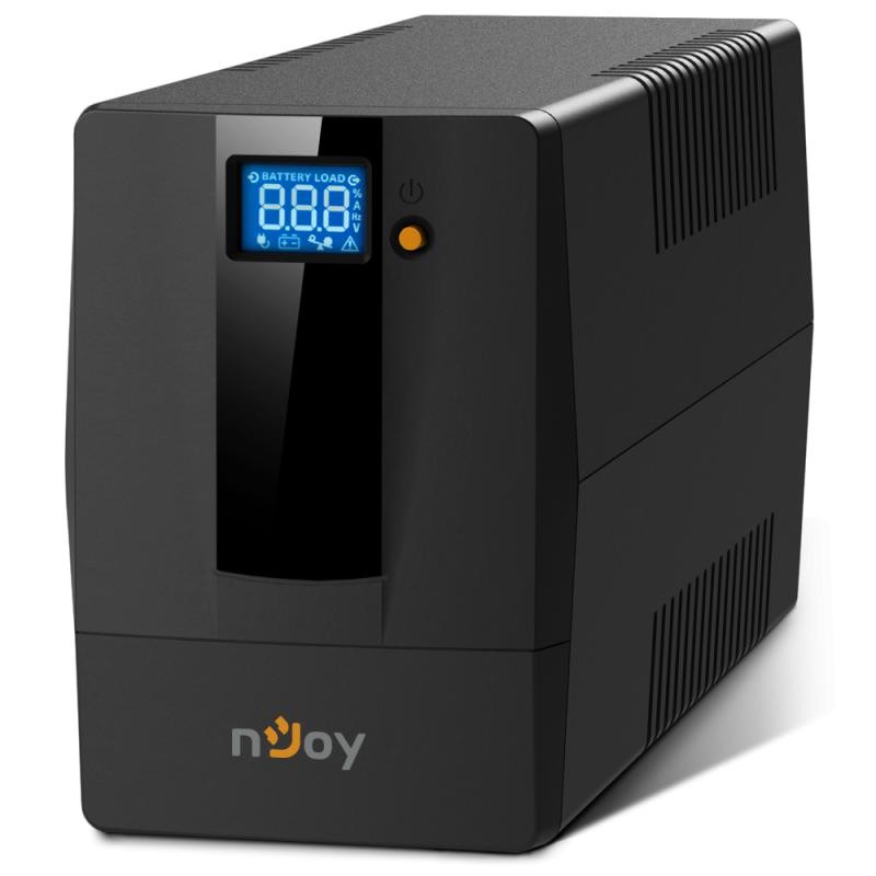 UPS Njoy "HORUS", Line int., mini Tower, AVR, Schuko x 2, display LCD, back-up 1 - 10 min. "PWUP-LI080H1-AZ01B" (timbru verde 11