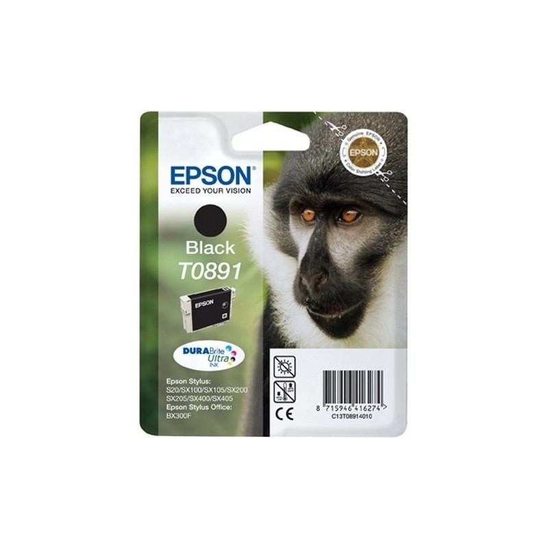 Cartus Cerneala Original Epson Black, T0891, pentru Stylus S20|SX100|SX105|SX200|SX205|SX400|SX405 Stylus Office BX300F,  , (tim
