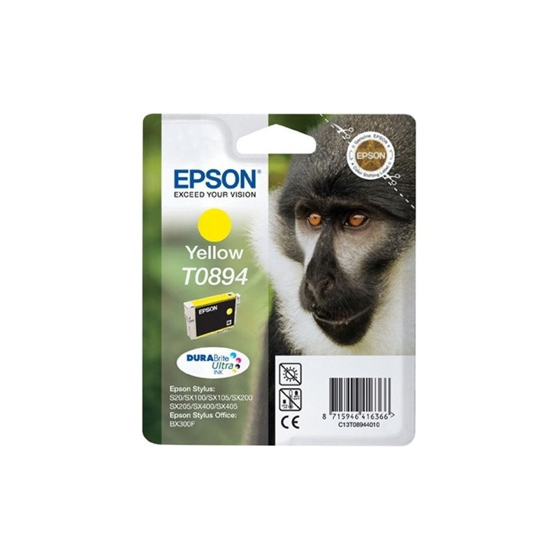 Cartus Cerneala Original Epson Yellow, T0894, pentru Stylus S20|SX100|SX105|SX200|SX205|SX400|SX405 Stylus Office BX300F,  , (ti