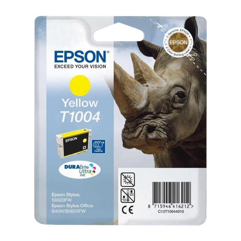 Cartus Cerneala Original Epson Yellow, T1004, pentru B40W|BX600|610FW, , (timbru verde 0.15 lei),  "C13T10044010"