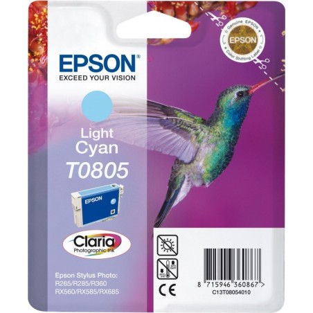 Cartus Cerneala Original Epson Light Cyan, T0805, pentru Stylus Photo R265|360|RX562,  , (timbru verde 0.15 lei), "C13T08054011"