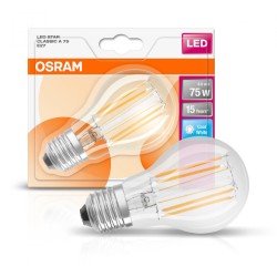 BEC LED Osram, soclu E27, putere 7.5W, forma clasic, lumina alb rece, alimentare 220 - 240 V, "000004058075817432" (timbru verde