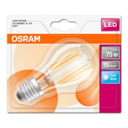 BEC LED Osram, soclu E27, putere 7.5W, forma clasic, lumina alb rece, alimentare 220 - 240 V, "000004058075817432" (timbru verde