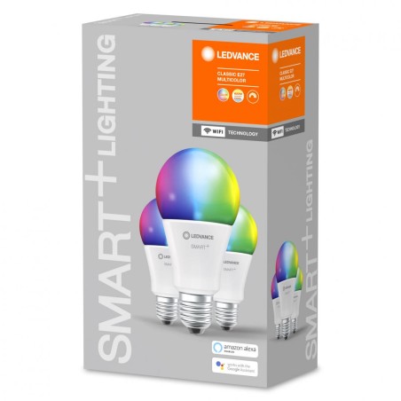 SET 3 becuri smart LED Osram, soclu E27, putere 14W, forma clasic, lumina multicolora, alimentare 220 - 240 V, "0000040580754858
