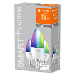 SET 3 becuri smart LED Osram, soclu E27, putere 5W, forma lumanare, lumina multicolora, alimentare 220 - 240 V, "000004058075485