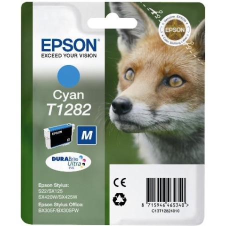 Cartus Cerneala Original Epson Cyan, T1282, pentru S22|SX125, , (timbru verde 0.15 lei),  "C13T12824011"