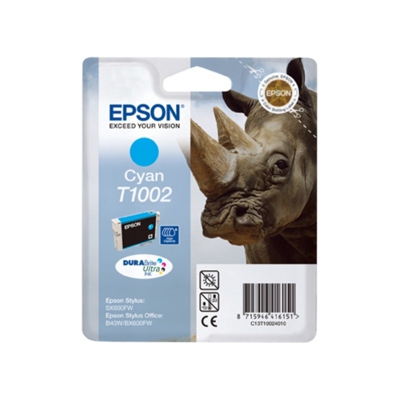 Cartus Cerneala Original Epson Cyan, T1002, pentru B40W|BX600|610FW, , (timbru verde 0.15 lei),  "C13T10024010"