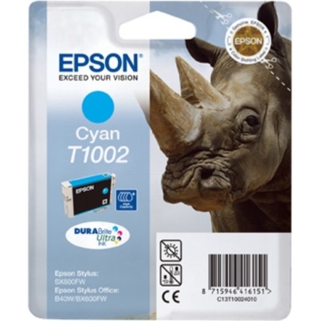 Cartus Cerneala Original Epson Cyan, T1002, pentru B40W|BX600|610FW, , (timbru verde 0.15 lei),  "C13T10024010"