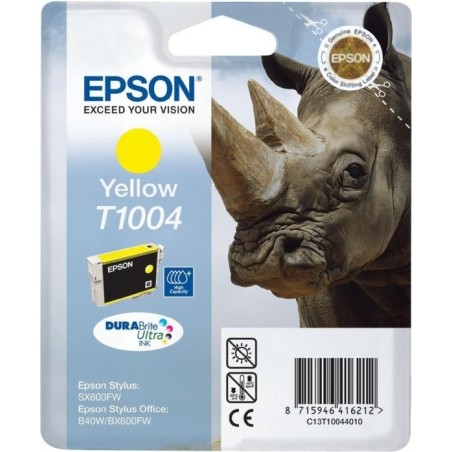 Cartus Cerneala Original Epson Yellow, T1004, pentru B40W|BX600|610FW, , (timbru verde 0.15 lei),  "C13T10044010"