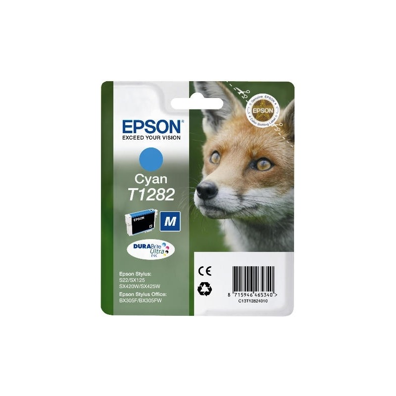 Cartus Cerneala Original Epson Cyan, T1282, pentru S22|SX125, , (timbru verde 0.15 lei),  "C13T12824011"