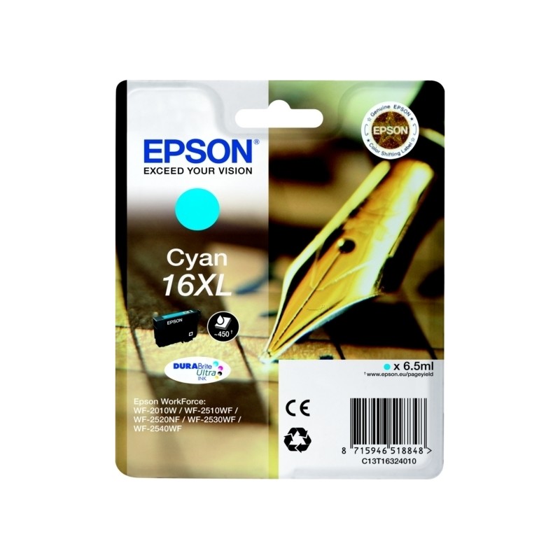 Cartus Cerneala Original Epson Cyan, T1632, pentru WF2540, , (timbru verde 0.15 lei),  "C13T16324010"