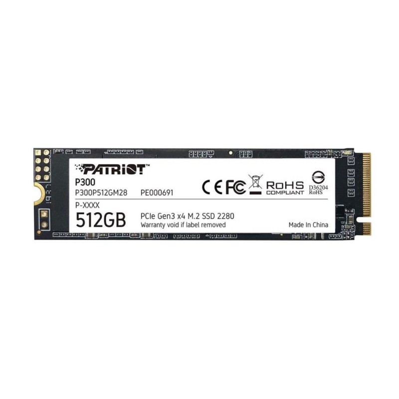 SSD PATRIOT, P300, 512 GB, M.2, PCIe Gen3.0 x4, 3D TLC Nand, R/W: 1700/1200 MB/s, "P300P512GM28"