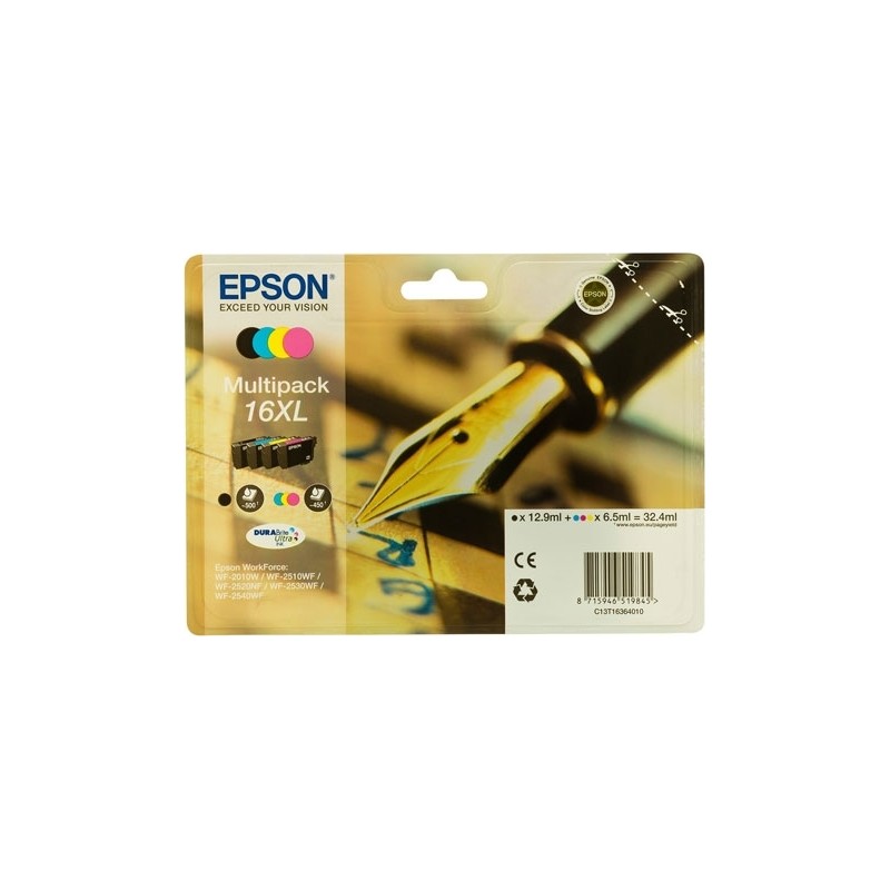 Cartus Cerneala Original Epson CMYK, T1636, pentru WF2540, , (timbru verde 0.15 lei),  "C13T16364010"