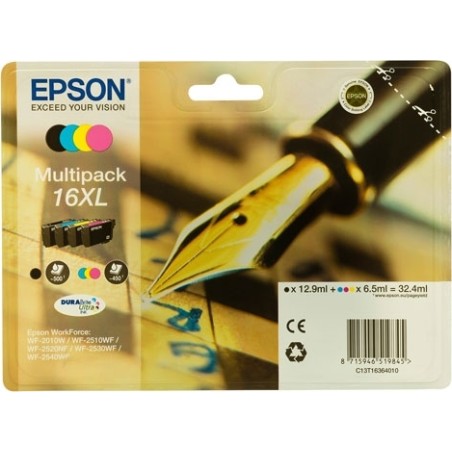 Cartus Cerneala Original Epson CMYK, T1636, pentru WF2540, , (timbru verde 0.15 lei),  "C13T16364010"