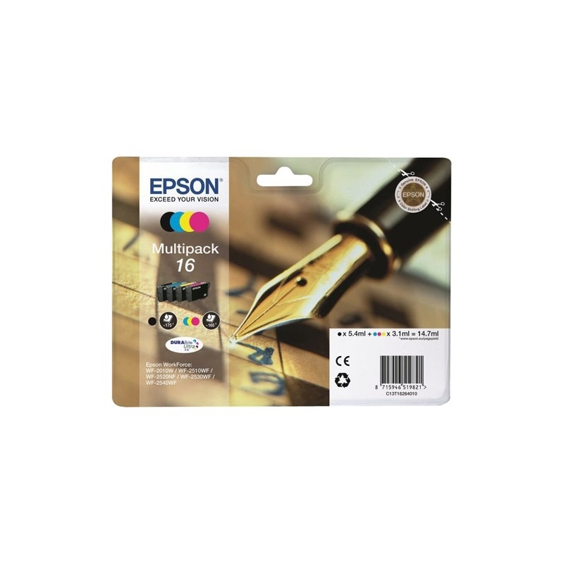 Cartus Cerneala Original Epson CMYK, T1626, pentru WF2540, , (timbru verde 0.15 lei),  "C13T16264010"